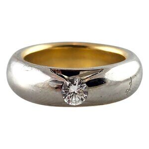 Pomellato 18 Karat White & Yellow Gold Diamond Ring Size 6.5 #19788